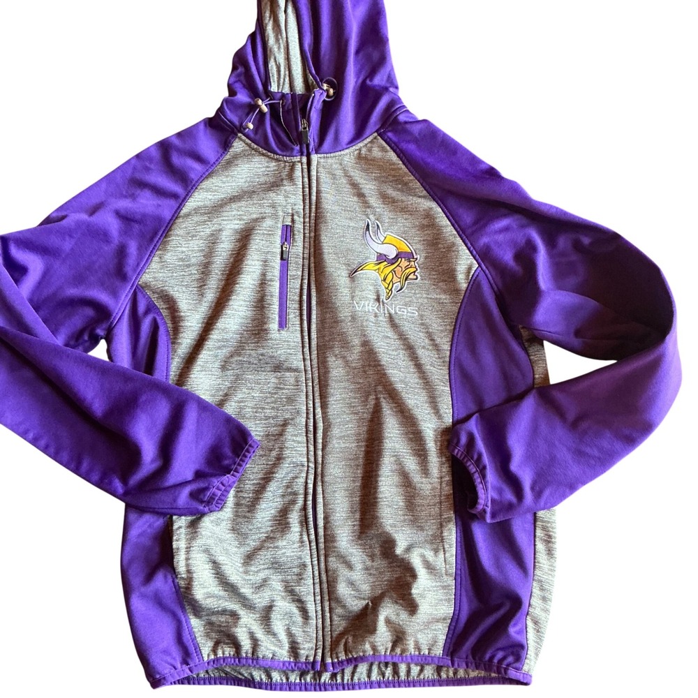 Minnesota Vikings NFL Zip Up Hoodie Jacket‎ Purple Grey Mens Size M